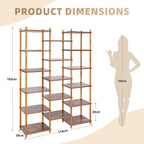 6 Tier Bookshelf Tall Shelving Unit Wooden Floor