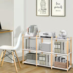6 Tier Bookshelf Tall Shelving Unit Wooden Floor