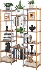 6 Tier Bookshelf Tall Shelving Unit Wooden Floor