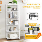 6 Tier Bookshelf Tall Shelving Unit Wooden Floor