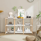 6 Tier Bookshelf Tall Shelving Unit Wooden Floor