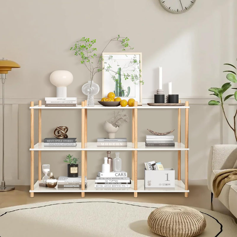 6 Tier Bookshelf Tall Shelving Unit Wooden Floor