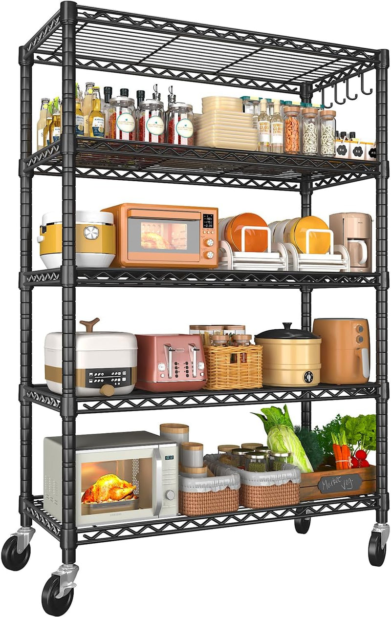 6-Tier Heavy Duty Metal Shelving with Wheels