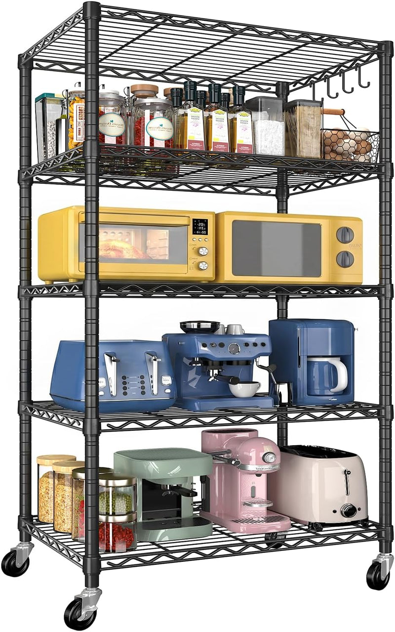 6-Tier Heavy Duty Metal Shelving with Wheels