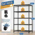 6-Tier Heavy Duty Metal Shelving with Wheels