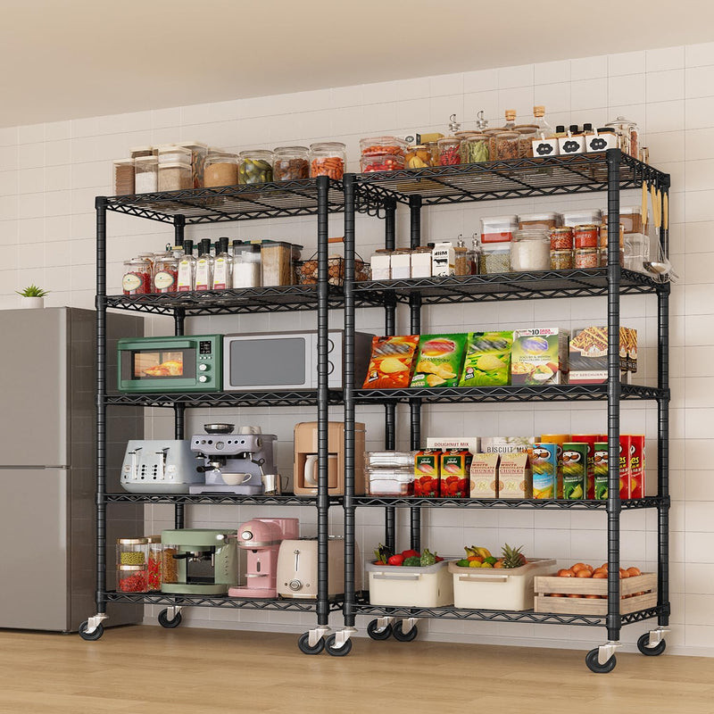 6-Tier Heavy Duty Metal Shelving with Wheels