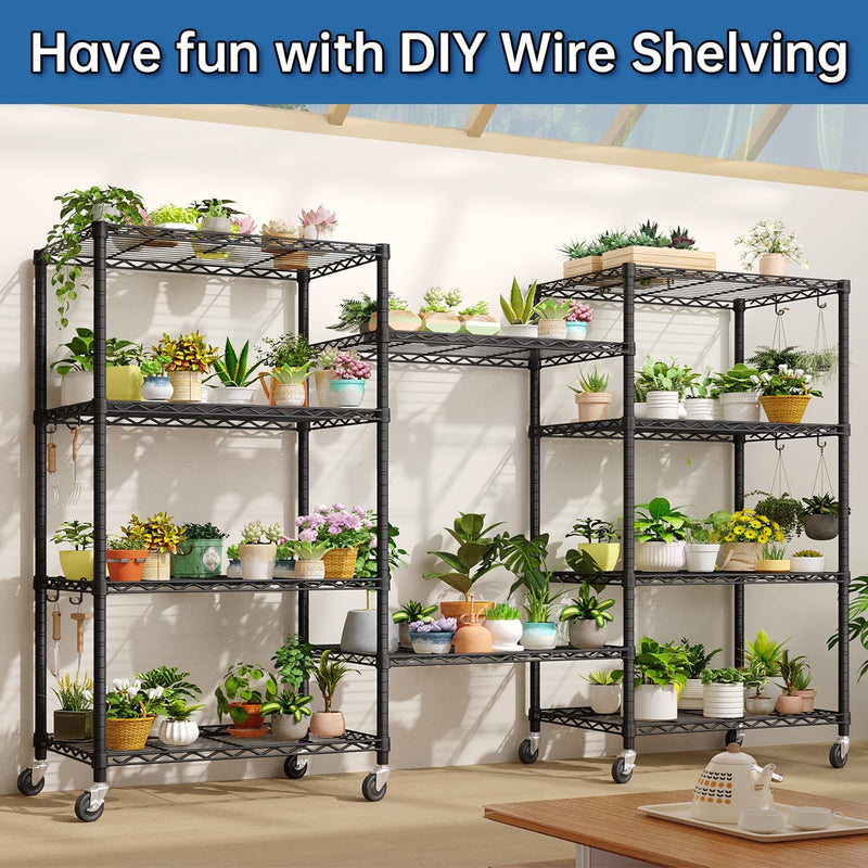 6-Tier Heavy Duty Metal Shelving with Wheels