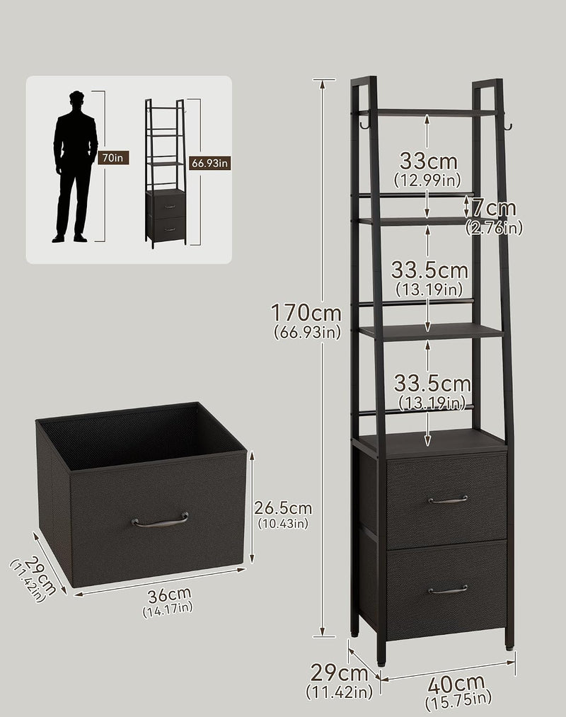 6 Tier Ladder Bookshelf Height 170CM Bookcase