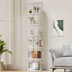 6 Tier Rotating Bookshelf Corner Tower Round