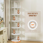 6 Tier Rotating Bookshelf Corner Tower Round