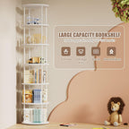 6 Tier Rotating Bookshelf Corner Tower Round