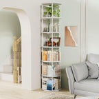 6 Tier Rotating Bookshelf Corner Tower Round