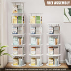 6 Tier Rotating Bookshelf Corner Tower Round