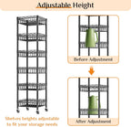 6-Tier Shelving Unit with Wheels Slim Metal Storage