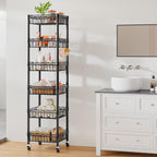 6-Tier Shelving Unit with Wheels Slim Metal Storage