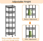 6-Tier Slim Metal Shelving Unit on Wheels