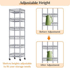 6-Tier Slim Metal Shelving Unit on Wheels