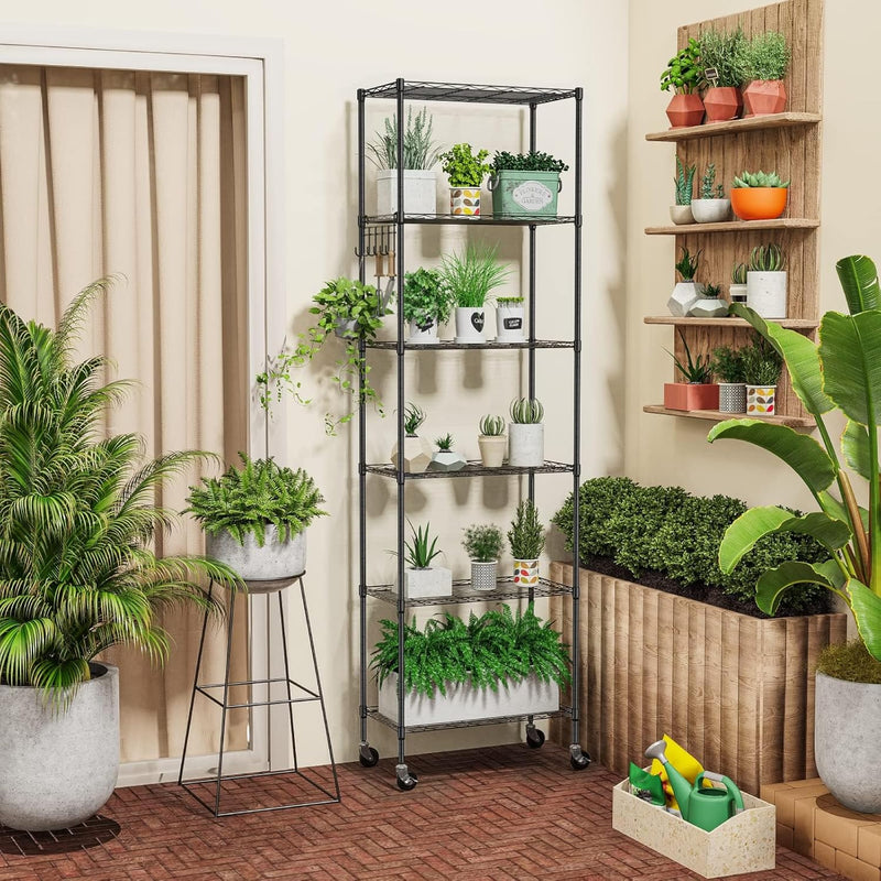 6-Tier Wire Shelving Unit with Wheels