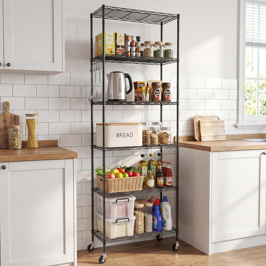 6-Tier Wire Shelving Unit with Wheels