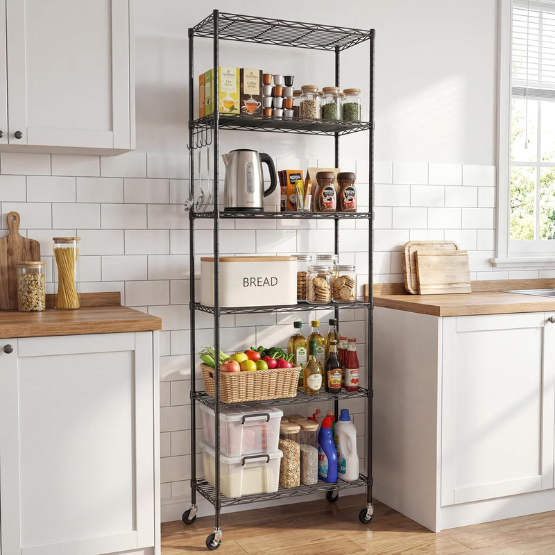 6-Tier Wire Shelving Unit with Wheels
