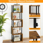6-Tier Tall Bookshelf S-Shaped Geometric Bookcase