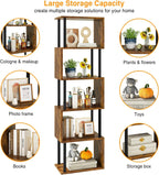 6-Tier Tall Bookshelf S-Shaped Geometric Bookcase