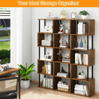 6-Tier Tall Bookshelf S-Shaped Geometric Bookcase