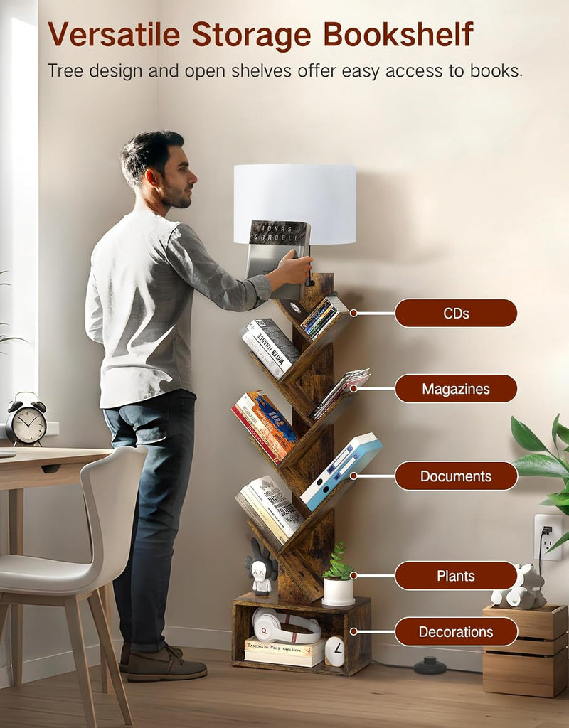 6 Tier Tree Bookshelf with Light Remote Small