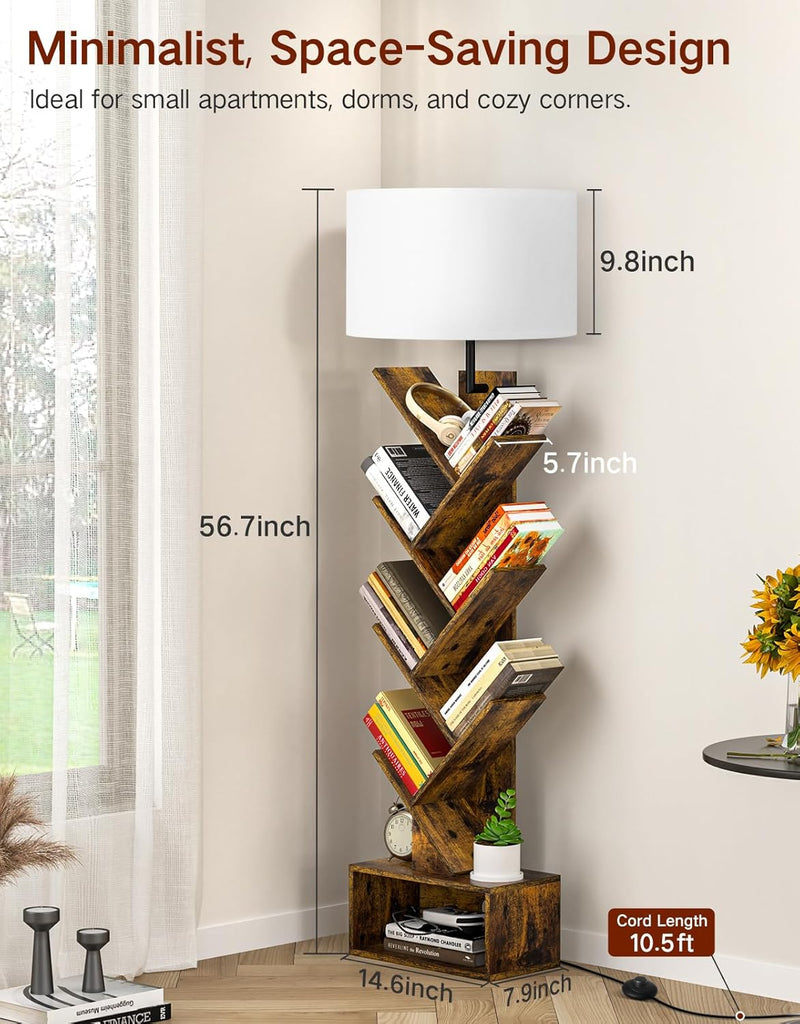 6 Tier Tree Bookshelf with Light Remote Small
