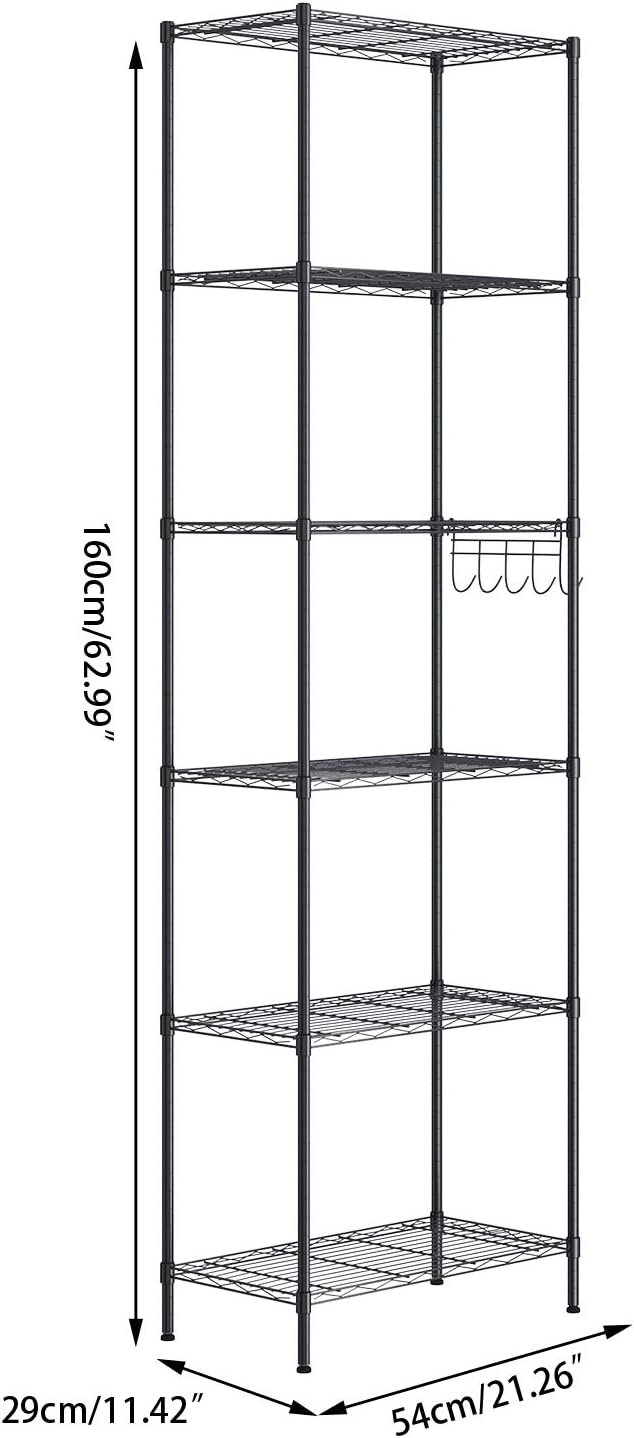 6-Tier Wire Shelving Unit Free Standing Shelf Storage