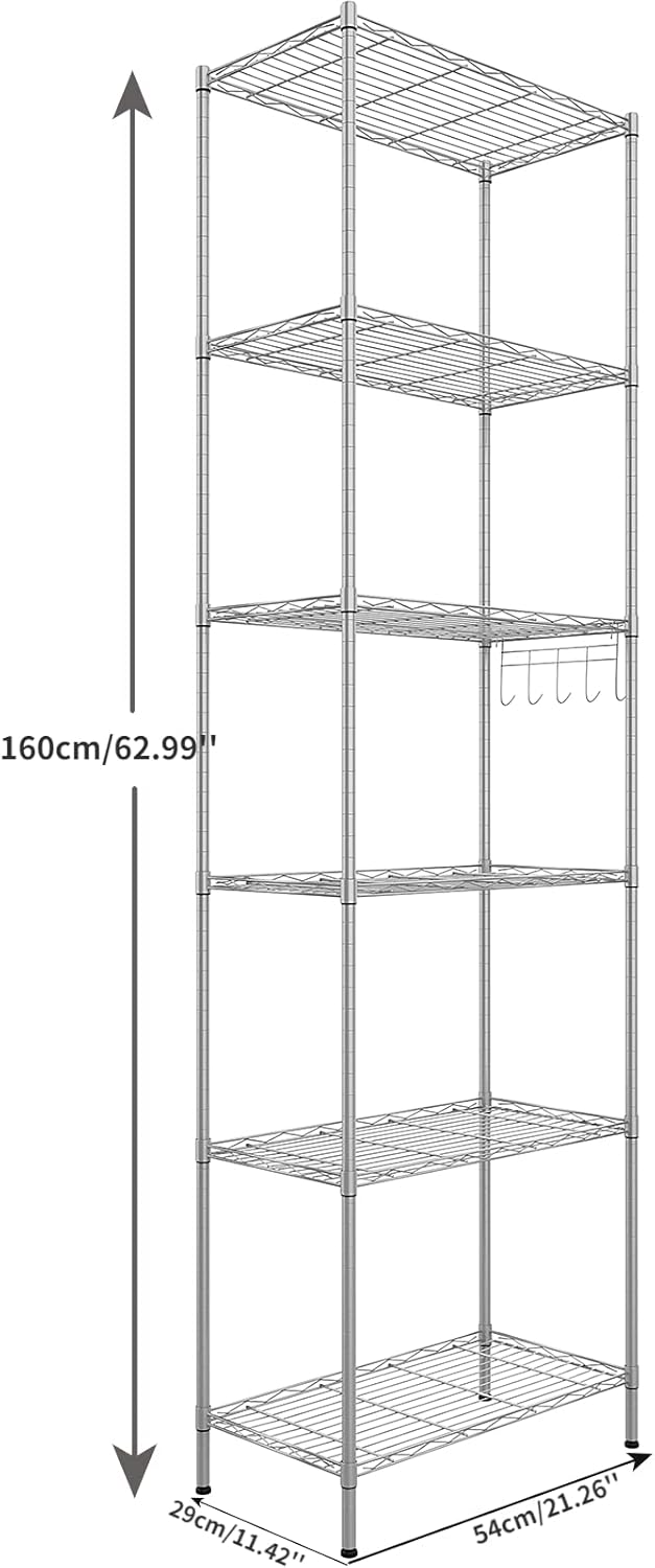 6-Tier Wire Shelving Unit Free Standing Shelf Storage