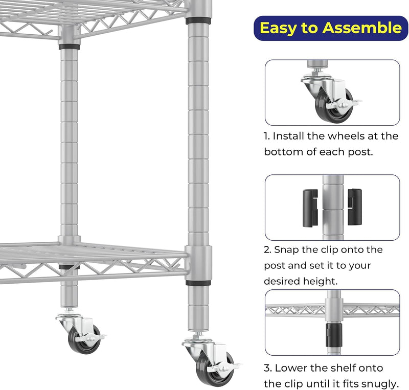 6-Tier Wire Shelving Unit with Wheels