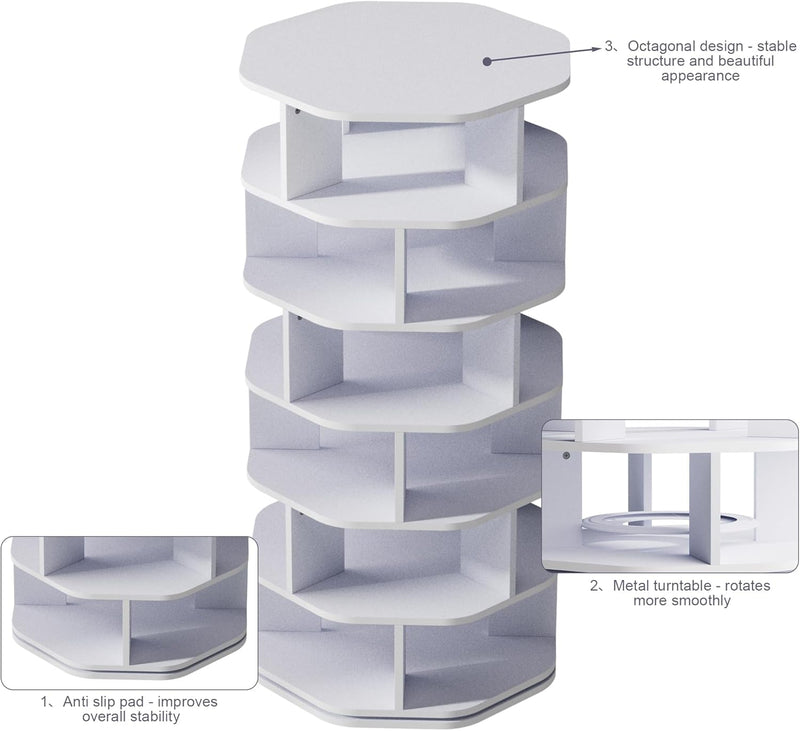 6 Tiers Rotating Shoe Rack Wood Spinning Display