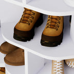 6 Tiers Rotating Shoe Rack Wood Spinning Display
