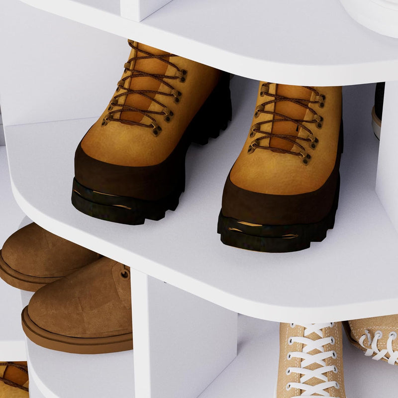 6 Tiers Rotating Shoe Rack Wood Spinning Display