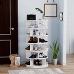 6 Tiers Rotating Shoe Rack Wood Spinning Display