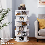 6 Tiers Rotating Shoe Rack Wood Spinning Display