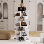 6 Tiers Rotating Shoe Rack Wood Spinning Display