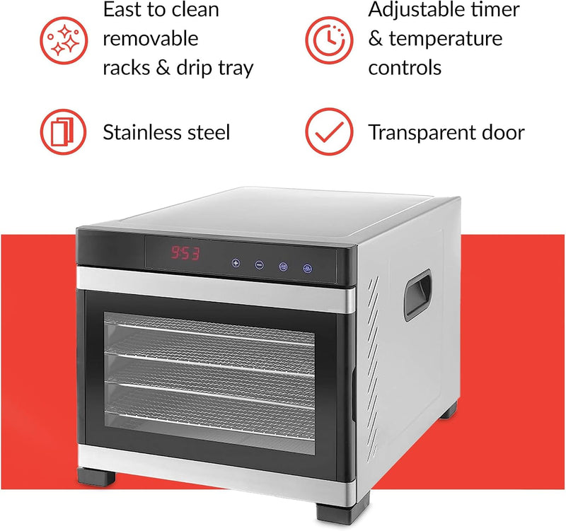 6-Tray Stainless Steel Food Dehydrator By Hendi Touch