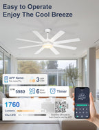 60'' Ceiling Fans with Lights Modern Fan Remote