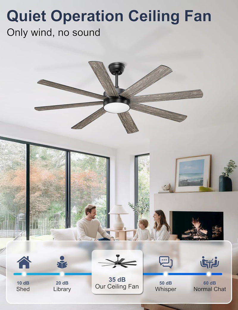 60'' Ceiling Fans with Lights Modern Fan Remote