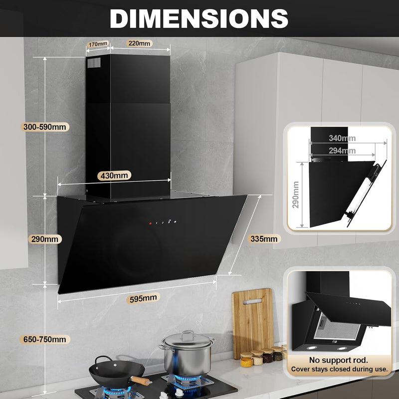 60CM Cooker Hood Wall Mounted Extractor Fan Kitchen