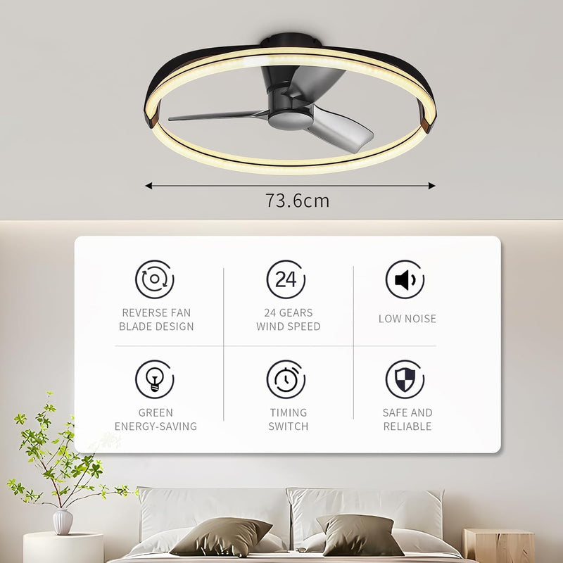 60CM LED Ceiling Light with Fan Lights 24