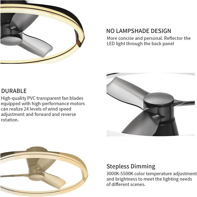 60CM LED Ceiling Light with Fan Lights 24