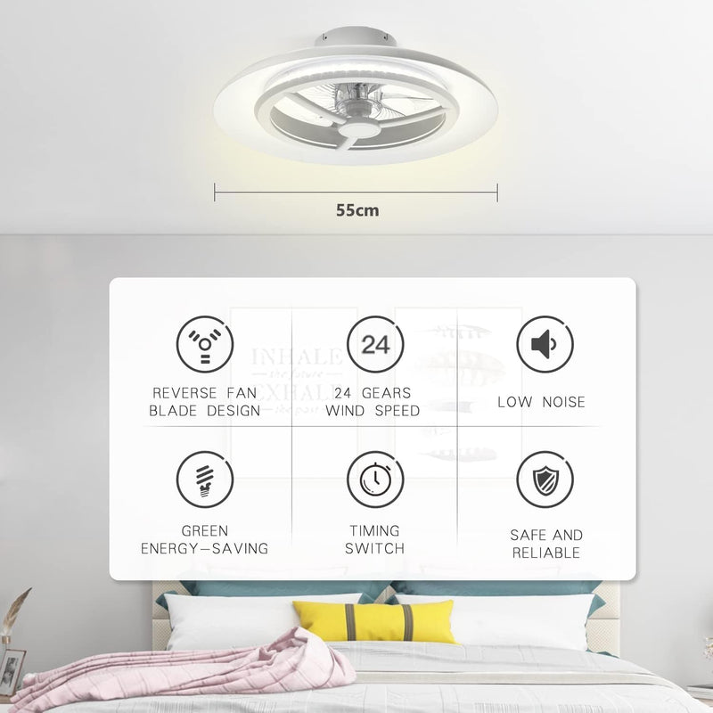 60CM LED Ceiling Light with Fan Lights 24