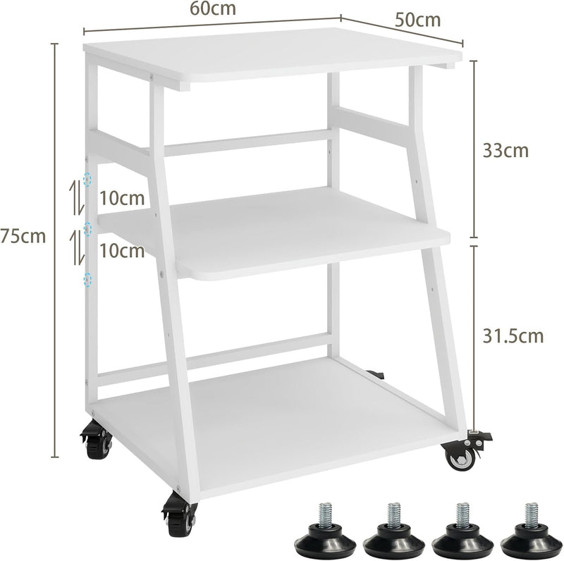 60x50x75CM Printer Stand 3 Tier Table with Storage