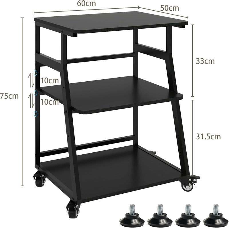 60x50x75CM Printer Stand 3 Tier Table with Storage