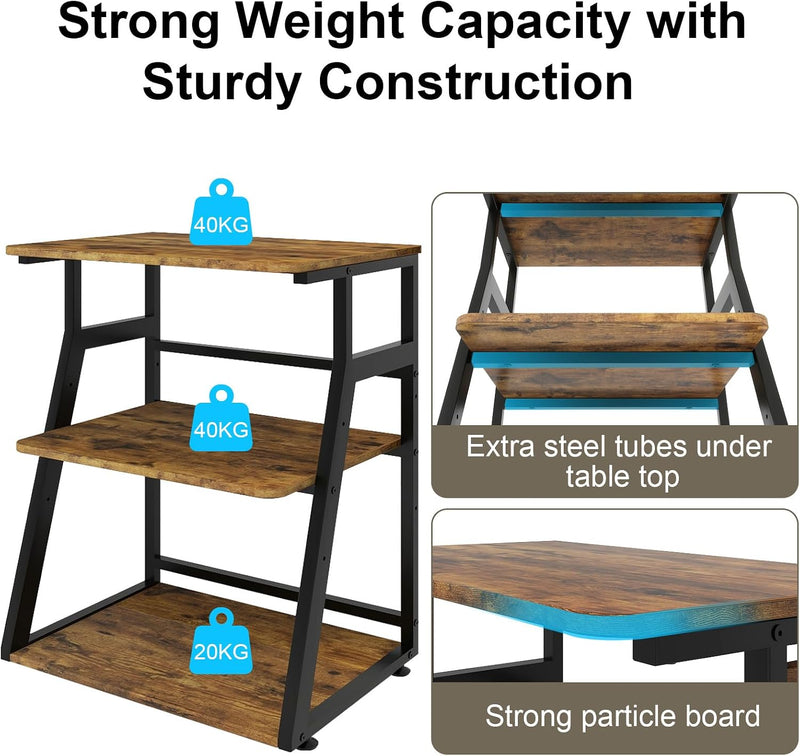 60x50x75CM Printer Stand 3 Tier Table with Storage