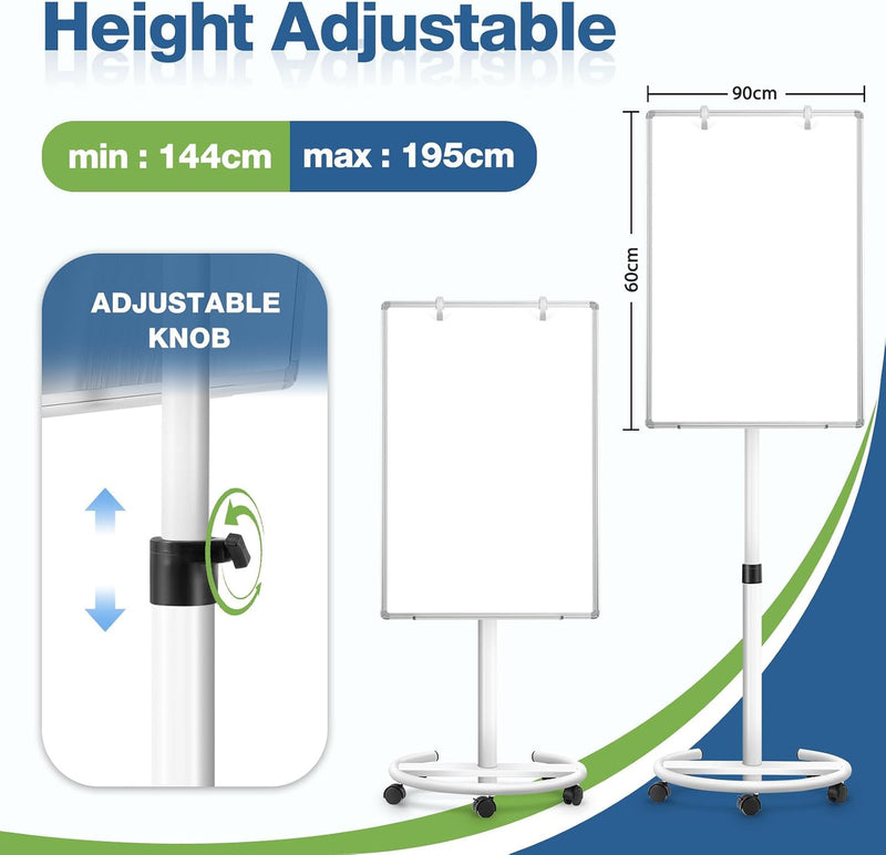 60x90CM Portable Flipchart Stand Height Adjustable Board