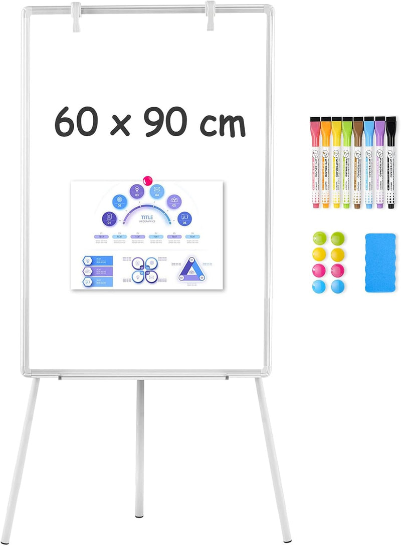 60x90CM Portable Flipchart Stand Height Adjustable Board